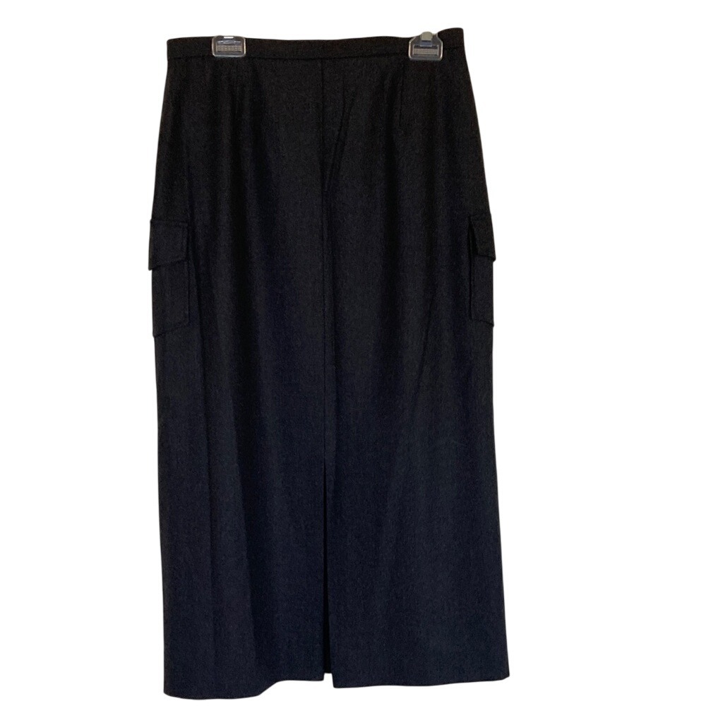 VTG Harolds Women's Wool Blend Long Maxi Cargo Skirt Grey Size 12 Old Money
